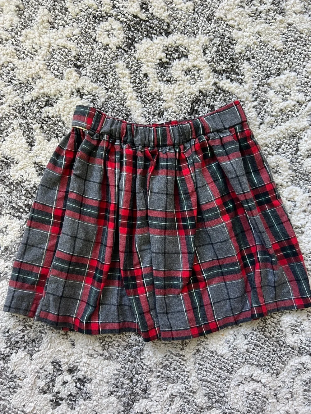 Carter's Gray Cardigan with Red and Gray Plaid Skirt